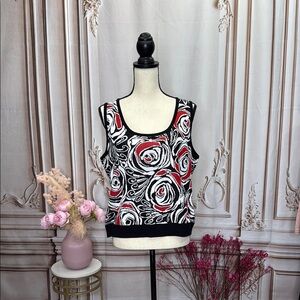 St. John Black and White Sleeveless Tank Top
